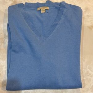 Burberry Men's Sky Blue V-Neck Sweater